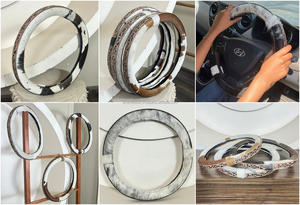 Housse de protection et de décoration pour volant de voiture en cuir de vachette véritable, faite à la main, pour l'Expo de Mars – Accessoire d'intérieur de voiture de luxe - Product Image 3