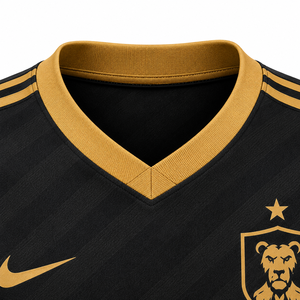 Camiseta de Fútbol Negra y Dorada para Hombre, Cuello en V, Manga Corta, Sublimada, de Poliéster que Absorbe la Humedad, Ropa Deportiva de Equipo - Product Image 5