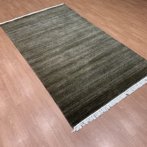 Alfombra Moderna de Lana Verde Oliva, Alfombra Texturizada Contemporánea Hecha a Mano TRO-0250, Anudada a Mano - Product Image 2