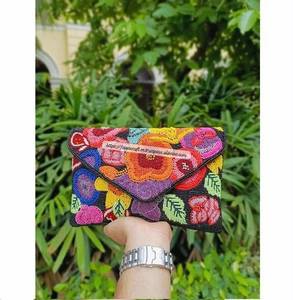 Handmade Beaded Floral Clutch Purse with Detachable Chain Lightweight Rectangular Embroidery for Wedding/Evening Events - Product Image 3