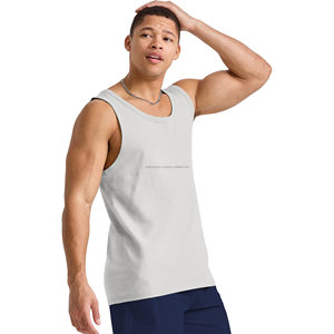 Camiseta sin mangas de algodón para hombre al por mayor, camiseta sin mangas con logotipo personalizado para entrenamiento físico, camiseta transpirable atlética con músculos, tejido de punto - Product Image 2
