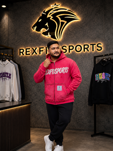 REXFITSPORTS 2026 Custom <b>Pink</b> Full Zip Club <b>Hoodie</b> 280–300 GSM Cotton Polyester Fleece Studded Streetwear <b>Hoodie</b> for Men Women - Product Image 5