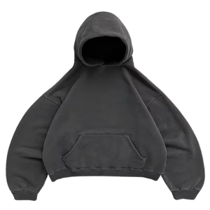 Hoodie personnalisé surdimensionné en molleton doux de coton pour homme, coupe courte, épaules tombantes, style boxy, avec impression en relief - Product Image 4