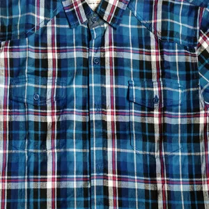 Camisa de Manga Larga a Cuadros para Hombre, Personalizada al por Mayor, en Azul Turquesa, Negro, Blanco, Granate y Rojo, con Pecho Doble y Dos Bolsillos - Product Image 3