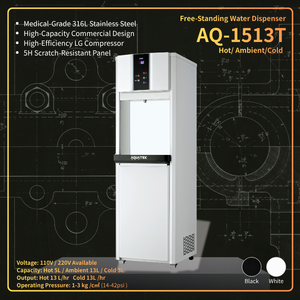 Dispensador de Agua Independiente AQUATEK AQ-1513T, Agua Caliente, Ambiente y Fría, Acero Inoxidable, Comercial, Eléctrico, 110V 220V - Product Image 1