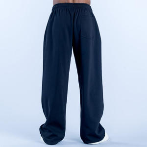 Pantalon de survêtement pour homme, bleu marine, taille élastique, tissu tricoté décontracté, respirant, pour l'automne - Product Image 2