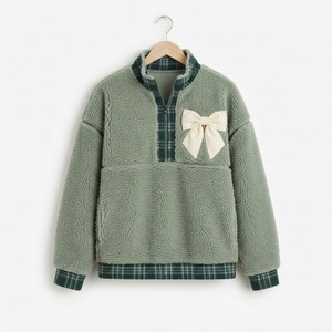 เสื้อสเวตเชิ้ตผ้าฟลีซแบบซิป ¼ ตัวสำหรับผู้หญิง สีเขียว Oregon Est 1859 คอปกพับ แขนยาว สวมใส่สบายๆ ในฤดูใบไม้ร่วง - Product Image 6