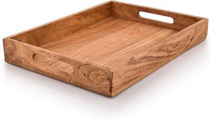 Bandeja de Almacenamiento Rectangular de Madera con Acabado Pulido, Diseño Moderno y Lujoso, de un Solo Nivel, Apta para Lavavajillas, Reutilizable para Múltiples Habitaciones, Organizador - Product Image 3