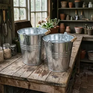 Seau de jardin galvanisé, jardinière en métal, pot de fleurs en métal, jardinière de jardin, seau en métal rustique, métal vintage - Product Image 5