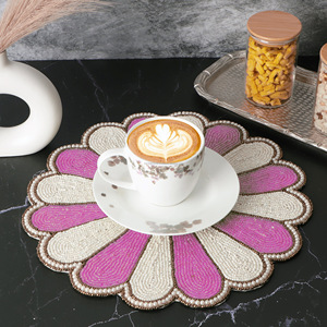 El mejor diseño temático, vajilla redondeada, mantel decorativo con cuentas de vidrio, Mantel Individual para fiestas y otras funciones - Product Image 3