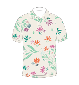 Camisa polo con estampado floral multicolor en color crema para hombre, camiseta informal de manga corta a la moda de verano - Product Image 4