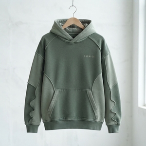 เสื้อฮู้ดโอเวอร์ไซส์สำหรับผู้ชาย OneApex สีเขียวเซจ แต่งสีบล็อก แขนเสื้อแบบแร็กแลน มีกระเป๋าจิงโจ้ สวมใส่สบายๆ สำหรับฤดูใบไม้ร่วง - Product Image 2