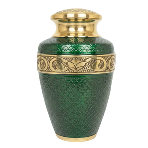 Urna Funeraria de Latón Azul para Adultos con Banda Dorada, Urna Conmemorativa de Metal Estilo Europeo para Artículos Funerarios, Urnas de Diseño Único - Product Image 4