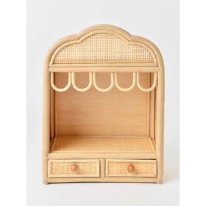 Delight your little one with this beautiful tabletop rattan kids toy dollhouse display case complete with two pull-out drawers. - Product Image 1