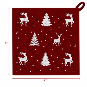 100% Cotton <b>Red</b> Color Christmas Printed Design Pot Holder Oven Safe Dishwasher Safe Indian Manufacturer Pot Holder for <b>Hot</b> Sale. - Product Image 5