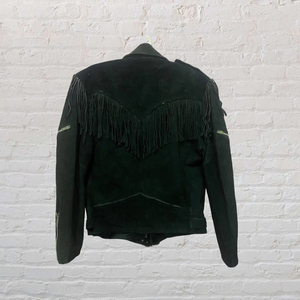 Chaqueta de cuero de gamuza para mujer al por mayor, chaqueta de cuero de gamuza de alta calidad con borlas, cuello vuelto, manga larga - Product Image 2