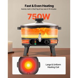 Scioglitore di Cera da 6,3 Qts per la Produzione di Candele, Riscaldamento Rapido e Uniforme, Nuovo, con Beccuccio Facile da Versare, Controllo della Temperatura, Base Scanalata Rimovibile - Product Image 3