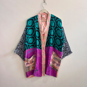 Kimono de Seda Sari para Mujer, Bata de Verano, Ropa de Dormir Suave y Cómoda - Product Image 1