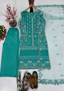 TENNECY Kurta/Kurti de Mujer, Reversible, con Encaje, Largo hasta el Tobillo, Sin Arrugas, de Secado Rápido, Estilo Diwali, para Todas las Temporadas - Product Image 3