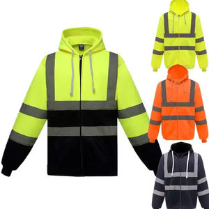 Sweat à capuche réfléchissant à haute visibilité avec fermeture éclair personnalisée à LED, classe 3 ANSI, imperméable, construction 100% nylon/polyester, sécurité - Product Image 1