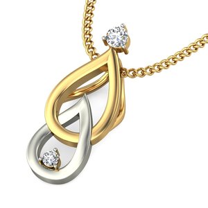 Pendentif en or jaune avec diamant rond taille brillant et pierres latérales en saphir pour un usage quotidien féminin - Product Image 3