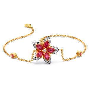 Dual <b>Row</b> Multicolor Diamond Bracelet with Yellow Gold Open Band and Mixed Round Marquise Accent Design - Product Image 3