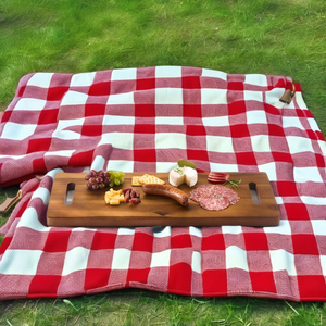 Plateau de service domestique en bambou de 24 pouces, planche à charcuterie en bois d'acacia avec poignée pour couper les aliments, présentoir, blocs à découper - Product Image 1