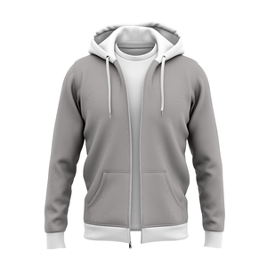 Sudadera con capucha y cremallera para hombre, de color sólido, corte regular, informal, de punto, de algodón, color sólido, ropa de calle para otoño - Product Image 1