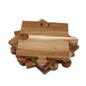 Household <b>Puzzle</b> Design Wooden Coaster Acacia Wood Tea Solid Heat Insulation Mat Table Decoration Accessory 6 Pcs At Your Budge - Product Image 1