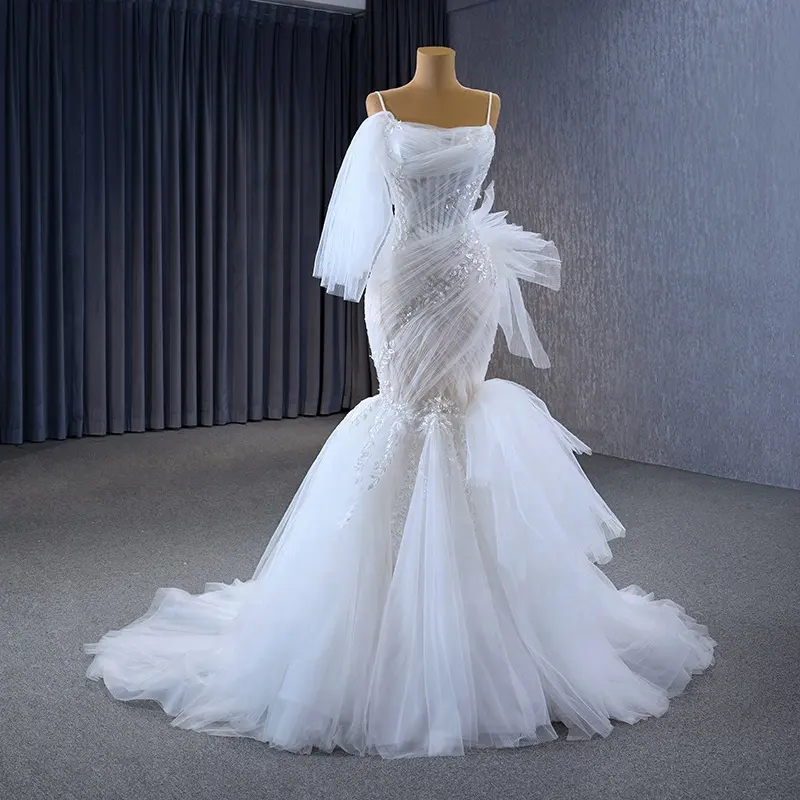 Jancember RSM67542 Chic asymmetrische Braut Meerjungfrau Hochzeitskleider für Damen