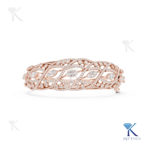 Vintage Filigree Lab Grown Diamond Vine <b>Bangle</b> Marquise 14K 18K <b>Solid</b> <b>Gold</b> Fine Unisex Luxury Jewelry Gift Manufacturer - Product Image 4