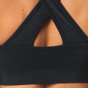 Charcoal Gray Women's Racerback Sports Bra Breathable Stretch Athletic Crop <b>Top</b> for Workout Training Yoga Gym Fitness - Product Image 3