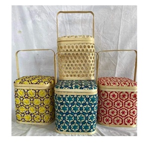 Cesta de almacenamiento de ratán marrón Vintage con asas Flexible para almacenamiento vino fruta pastel Año Nuevo hogar Hotel eventos regalos - Product Image 3