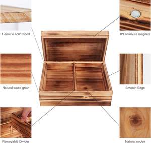 Boîte de rangement en bois rustique personnalisée avec couvercle, boîtes décoratives en bois, boîte de rangement en bois - Product Image 4