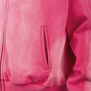 Hoodie court zippé tendance de haute qualité, délavé à l'acide, coupe ample, avec poche discrète, épaules patchwork, personnalisable pour homme, effet soleil éclairé - Product Image 3