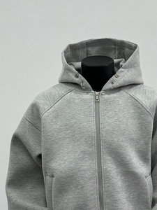 Men's Autumn/Winter Solid Casual Loose Fit <b>Long</b> Zipper-Up <b>Cardigan</b> Sweatshirt <b>Hoodie</b> with Worsted Fabric - Product Image 4