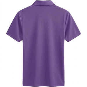 Polo de Manga Corta Morado para Hombre con Bolsillo en el Pecho, Color Sólido, Informal, Tejido Oxford, Corte Regular - Product Image 2