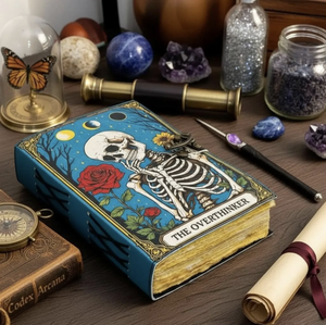 Wholesale Custom UV Print Overthinker Gothic Tarot Leather Journal Handmade <b>Blank</b> Book of Shadows Grimoire Witchcraft Spellbook - Product Image 3