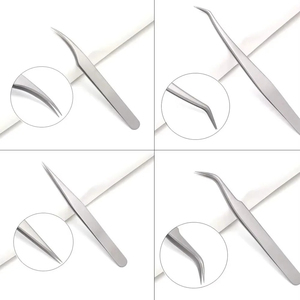 Ensemble de 5 pinces à cils de haute qualité pour extensions de cils en volume, en acier inoxydable, durables et antistatiques - Product Image 3