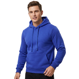 Sudadera con capucha azul personalizada para hombre, corte regular, 100% algodón polar, informal, con bolsillo, para otoño. - Product Image 4