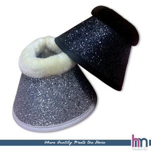 Bottes de protection anti-retour pour chevaux, en néoprène rembourré, imperméables, légères, pour l'extérieur, en tissu pailleté bleu roi de qualité supérieure, absorbant les chocs - Product Image 4