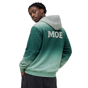 Oversized Bling Rhinestone Zip Hoodies Heavyweight <b>Thick</b> <b>Fleece</b> Streetwear Custom Logo Low MOQ High Quality Wholesale - Product Image 5