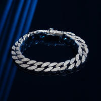 Bracelet pour homme en moissanite certifiée, plaqué or rose, argent sterling 925, coupe brillante, maillons géométriques sertis en canal
