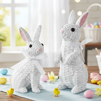 Figurine de lapin en rotin pour la décoration de Pâques, décoration de printemps et de fêtes