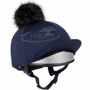 Funda de Casco Ecuestre Personalizada de Poliéster y Spandex Premium con Pompones, Funda de Casco de Equitación de Seda con Pompones de Piel Sintética - Product Image 5