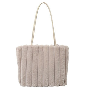 ファッショナブルな女性女性のぬいぐるみハンドバッグ冬卸売大型モノグラムトートバッグ - Product Image 5