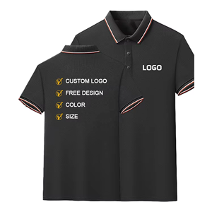 เสื้อเชิ้ตผู้ชายสีดำพิมพ์โลโก้ตามสั่ง เนื้อผ้าถัก ระบายอากาศได้ดี ทรงปกติ ปกคอปก แขนสั้น สวมใส่สบาย - Product Image 1