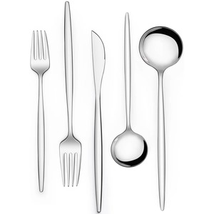 Ensemble de couverts modernes en acier inoxydable, finition miroir, fourchette, cuillère, couteau, pour occasions spéciales comme les mariages - Product Image 3