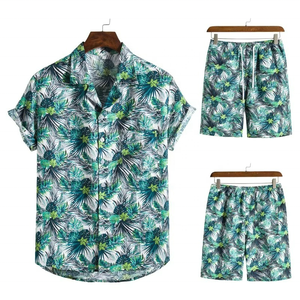 Men's Summer Floral Printed Casual He-Man 2pcs Set Fast Dry Short Sleeve Plus Size Shirt & Shorts with Custom Logo Woven Weave - Product Image 4