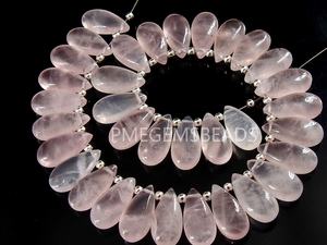 Hecho a mano 15X7MM rosa cuarzo suave lágrima cuentas 15X7MM Rosa cuentas sueltas para joyería hacer pendientes de cristal par - Product Image 4